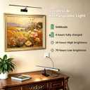 24" Wireless Picture Light, Dimmable Rechargeable Wall Light for Artwork | 5400mAh Cordless Black Wall Sconce, Magnetic, Easy to Install, Timers, Dimmable 3 Color, Remote, Art Light For Painting Gallery