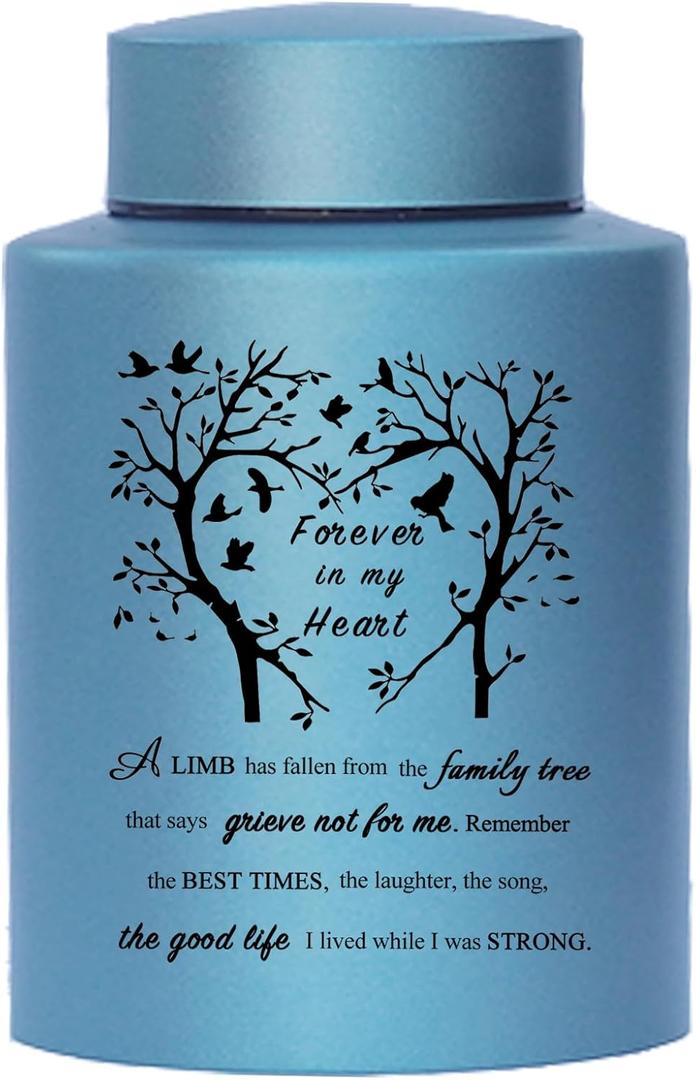 6 Inches Small Urn for Human Ashes Stainless Purple Mini Cremation Urn Small Keepsake Urn Memorial Ashes Container-Blue