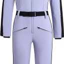 YEEFINE Women's One Piece Ski Suit Waterproof Snowsuits Snowboard Suit Onesies Jumpsuits Winter Outdoor Snow Suits (Purple)