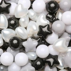 GOGOSO Ball Pit Balls,Plastics Balls for Ball Pit, Stars Hearts Shape for PastelBall for Toddlers Kids, Color: Black Gray White Star+Heart Balls