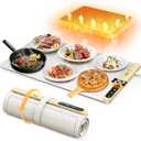 Food Warming Mat,Full Surface Heating Electric Warming Tray with 6 Temperature Settings & Fast Heating, Silicone Roll Up Food Heating Mat Food Warmers for Parties Gatherings Everyday Use (Cream)