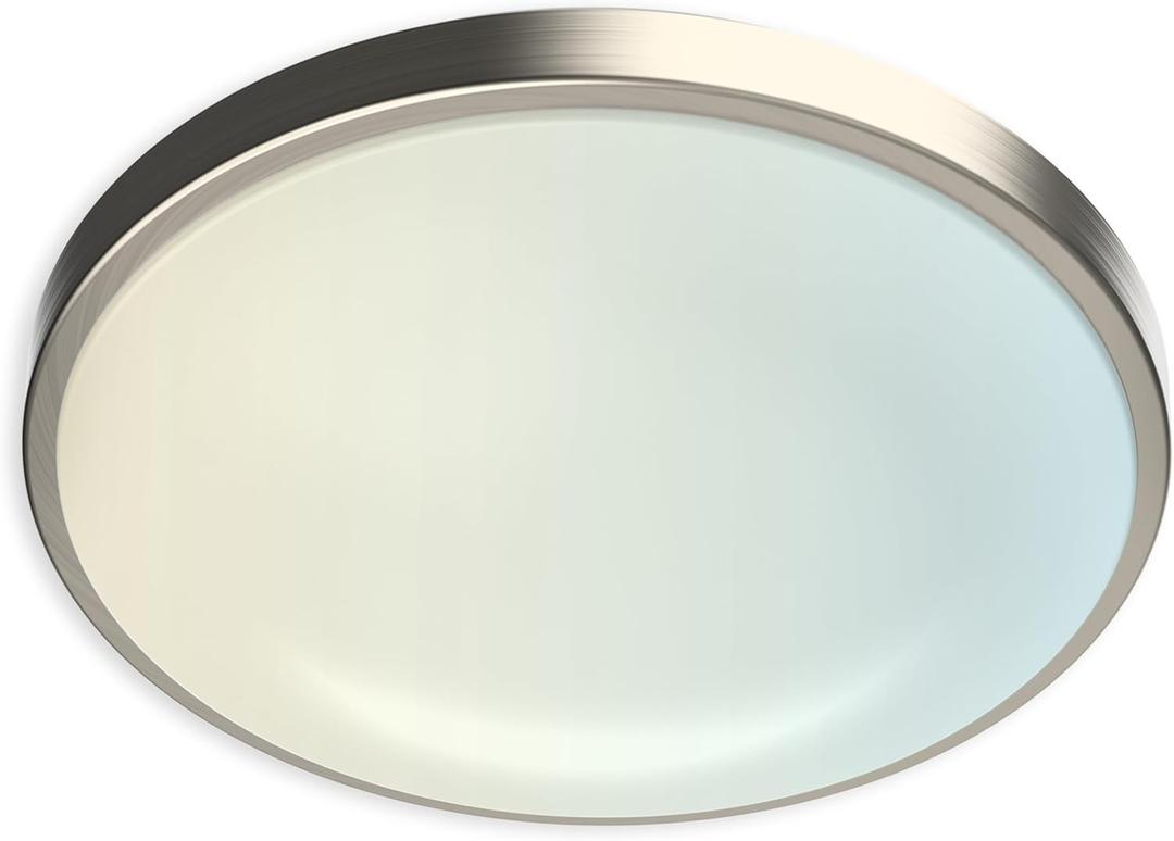 DYMOND 13" LED Flush Mount Ceiling Light Brushed Nickel Dimmable Adjustable Color Temperature Cozy Warm to Cool White Daylight 2700K 3000K 3500K 4000K 5000K Selectable 5CCT (13 inches)