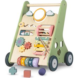 Wooden Baby Walker, Montessori Walker for Babies 12 Months, Push Walking Toys for 1 Year Old Learning to Walk