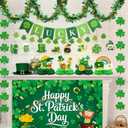 St Patrick's Day Decorations Kit,Large St Patricks Day Decorations Photo Backdrop,LUCKY Banner,Shamrock Garland,Clover Honeycomb Centerpiece,Irish Hanging Swirls for Home Garden Party Supplies