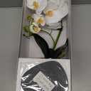 Forlaoers Tall 17" White Real Touch Orchid Artificial Flowers with Vase Fake Orchids Silk Floral for Home Decor Indoor Bathroom Decoration Potted Office Table Top Centerpieces Arrangements