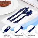 200 Count Navy Blue Plastic Silverware, Heavy Duty Disposable Cutlery Set, 100 Forks and 100 Spoons, Plastic Utensils Set for Party, Birthday, Wedding