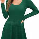 Wenrine Womens Long Sleeve Sweater Dress Knit Crochet Casual A Line Flowy Skater Mini Dresses (Green)