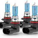 Upgraded Halogen Headlight Bulbs For Honda Accord Sedan 1990-2001 2002 2003 2004 2005 2006 2007 2008 2009 2010 2011 2012, 9005 9006 High Low Beam Headlamp Lights, 6000K White, 300% Brightness, 4-Pack