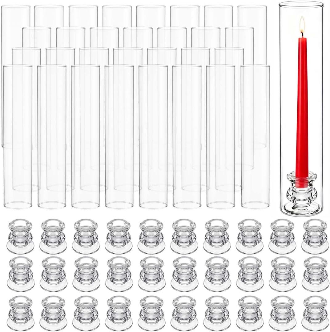 Glass Hurricane Candle Holders 30pcs Candlestick Holders Glass Hurricane Candle Holders Open Ended Candlestick Tubes