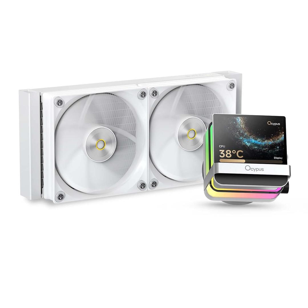 Sigma PRO L24 WH Liquid 240MM AIO CPU Cooler with Ultra-Narrow Bezel 3.5" IPS Screen,640 * 480px,Floating ARGB Design,Magnetic Mounting Pump,FDB Silent Fan,All-Metal Tools for Intel & AMD Platforms