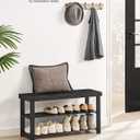 SONGMICS Shoe Rack Bench, 3-Tier Bamboo Shoe Storage Organizer, Entryway Bench, Holds Up to 286 lb, 11.3 x 35.4 x 17.8 Inches, for Entryway Bathroom Bedroom, Ink Black ULBS90B33