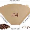 Mongdio #4 Cone Coffee Filters 8-12 Cups, Disposable Coffee Filters, Natural Unbleached Coffee Filters for Drip and Pour Over Coffee Maker - 200 Count
