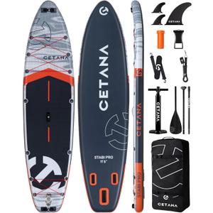 CETANA Extra Wide Inflatable Paddle Board 11'6 x 35" x 6", 450LB High Weight Capacity Wide Stable Stand Up Paddle Board for Beginners, 2–3 Person Large Paddleboard with 3 Fins, Dual Bungee, 15 D Rings