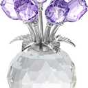 YWHL Handmade Crystal Purple Rose Flower Figurine with Round Vase, Rose Gifts for Girlfriend Wife Sister, Romantic Gifts for Mom on Anniversary Mother's Day Birthday, Wedding Home Decorations