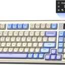AULA S99 Pro Gaming Keyboard, Cute Creamy Keyboard with Number Pad Smart Screen, Tri-Mode Bluetooth/2.4G/USB-C Computer Keyboards, Media Knob Custom RGB Backlit Feel for MAC Xbox PC Gamer - Purple