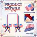 71" Patriotic Wreath Bow with Artificial Roses Double-Sided Red White and Blue American Flag Ribbon Swag for 250th Anniversary 4th of July Independence Day Front Door Decorations