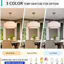 Large Drum Pendant Light 23.62in Linen Boho Chandelier 6 Light 3-Tier Rustic Dining Room Light Fixture Ceiling Hanging Kitchen Island Lighting, 23.6in,6L