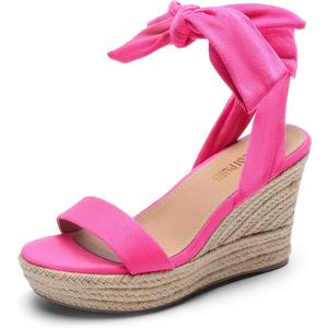 DREAM PAIRS Womens Open Toe Espadrilles Wedges Tie Lace Up Cute Ankle Strap Platform Sandals Dressy Shoes, Size 8