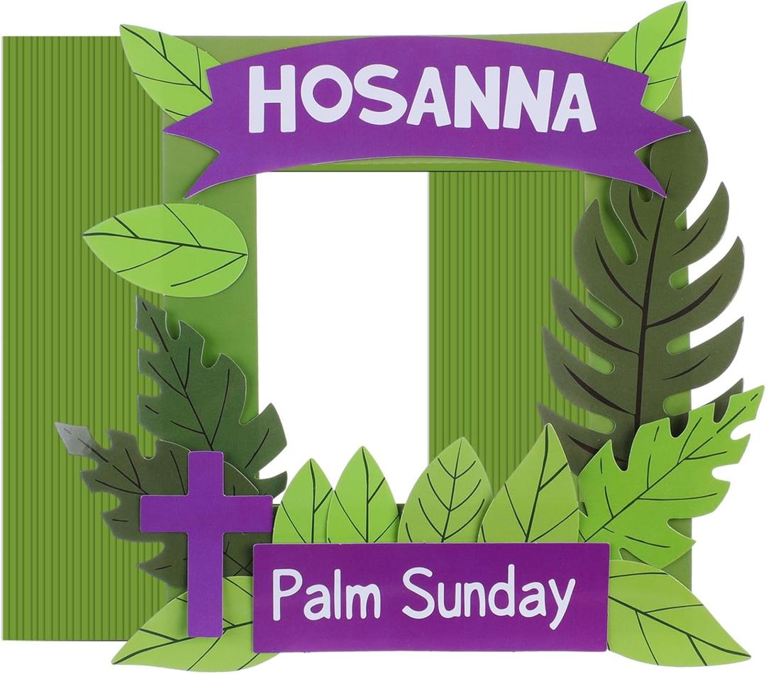 Burbell 24 Set Palm Sunday Paper Photo Frame Craft Kits for Kids Hosanna Holy Week DIY Palm Paper Photo Frame Arts Crafts for Easter Holy Week Christian Sunday School Church Activities Supply