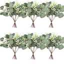 40 Pcs Artificial Greenery Eucalyptus Stem Silver Dollar Leaves Baby Eucalyptus Leaves Suitable for Family Wedding Vase Centerpieces Bouquet Flower Arrangement