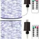 66 FT Cool White Fairy Lights, 2 Pack 200 LEDs Plug in, 8 Modes with Timer, Remote, Dimmable & Waterproof, Ideal for Bedroom, Garden, Christmas, Wedding, Birthday (Indoor/Outdoor)