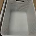 3 x BINO | Plastic Storage Baskets with Lids, 22 Liter - 3 Pack, Natural | THE WOVEN COLLECTION | Storage Basket for Shelves | Woven Storage Baskets for Organizing Bins | Pantry Shelf Organizer Bin