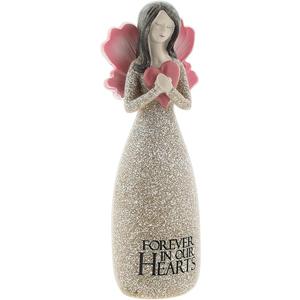 The Bridge Collection Forever in Our Hearts Angel Figurine - Thoughtful Remembrance Gift Featuring Angel Holding Heart - Touching Memorial Accent for Home Or Memorial Display
