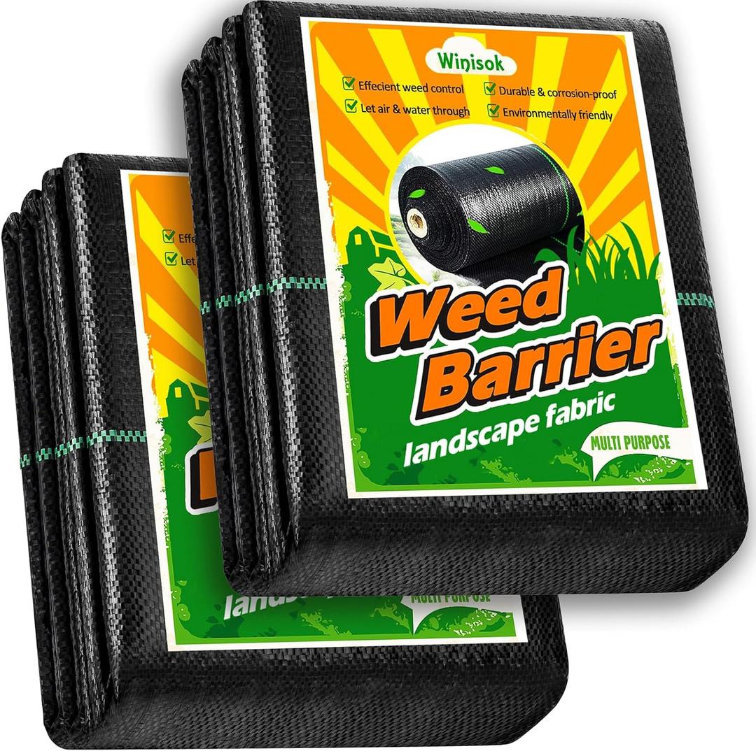 Weed Barrier Landscape Fabric Heavy Duty, 3FT x 100FT Thicken Garden Fabric Weed Mats Cloth, Durable Weed Control Mulch Breathable for Landscaping Weed Blocker Garden Bed Cover(2 Pack 3x50FT)
