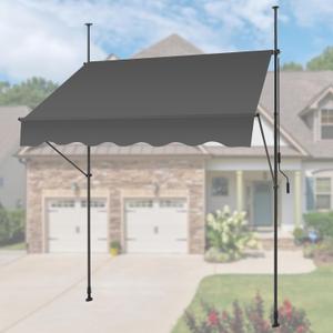 KELIXU Manual Retractable Awning, 78-Inch Adjustable Retractable Awnings for Patio Door Exterior Sunshade Shelter, Window Awning Canopy with UV Protection for Backyard, Garden, Balcony - Gray