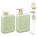 Travel Pump Bottles, Refillable Plastic Empty Squeeze Bottle with Flip Caps, Leak-Proof Dispenser Lotion Container for Shampoo, Soap, Toiletries for Vacation, Gym, Home(2 Pack, 11oz/330ml) (Green)