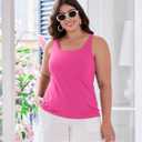 V FOR CITY Plus Size Tank Tops for Women Built in Bra Tank with Adjustable Strap Scoop Neck Cotton Camisole Tops 2X Hot Pink