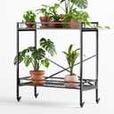 Zhongma 2 Tier Window Height Sturdy Metal Plant Stand with Wheels, 36.6x16x39.4 Inch High, Heavy Duty Succulent Shelf for Home Indoor and Outdoor, 440 LBS Capacity & Heavy Duty Construction