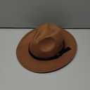 Lisianthus Men & Women Vintage Wide Brim Fedora Hat with Belt Buckle (Medium, Z Black Belt-khaki)