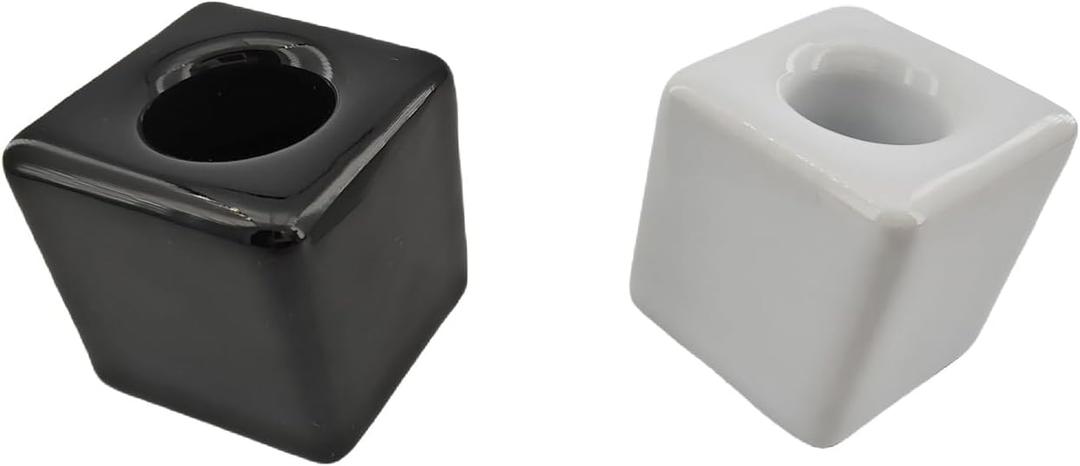 2 Pack Ceramic Toothbrush Holders, Small Toothbrush Holders for Bathroom Vanity Countertops, Mini Ceramic Desk Pen Holder Stand (Black & White)