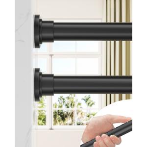 ALLZONE Tension Curtain Rod for Window, 2 Pack 83-123 Inches, Heavy Duty Curtain Rods No Drilling, Non-Slip Bathroom Shower Tension Rod, Renter Friendly, Adjustable, Spring Loaded, Extra Long, Black