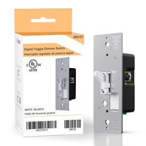 AIDA Toggle Slide Dimmer Switch for Dimmable LED Light/CFL/Incandescent 600 Watt max, Single-Pole or 3-Way, Rocker On/Off Wall Switch with Dimmer Slider, Wall Plate NOT Included, UL, White, 1 Pack