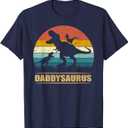 Daddy Dinosaur Daddysaurus 2 Two Kids Funny Father's Day dad T-Shirt Small