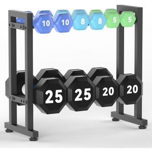 Dumbbell Rack 2-Tier 18 IN Length Adjustable Weight Rack for Home Gym Dumbbells Kettlebell, Small Dumbbell Rack 250 LB Capacity, Dumbbell Rack Stand Only