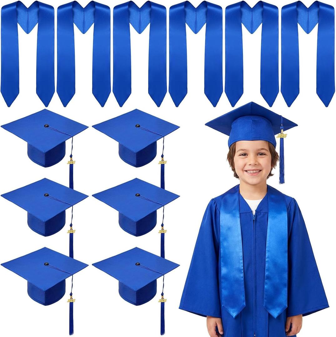 12 Pcs/24 Pcs Child Size Preschool Graduation Cap and Stole Set Unisex Kindergarten Hats Sash Bulk with Metal 2026 Tassel