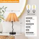 EOEYYOYB Pleated Table Lamp, Table Lamp for Bedroom, Bedside Lamps for Nightstand with Linen Lampshade, Modern Lamp for Bedroom Home Office Decor, Burlywood