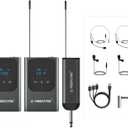 Phenyx Pro Dual Digital Wireless Microphone System, Portable Mini Receiver, 2x15 UHF Frequencies, 2 Bodypack Transmitters, Headset/Lapel Microphone for Singing, Karaoke (PDP-2-2B)