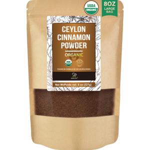 3 x Soeos Organic Ceylon Cinnamon Powder, 8oz (Pack of 1), Premium Ground Cinnamon, Non-GMO, Gluten-Free, Freshly Packed (EXP 01/06/28)