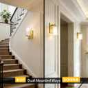 Kalium Wall Sconces Set of Two for Bathroom Bedroom Living Room Hallway Indoor Stairwell & Mirror, Farmhouse Modern Vanity Light Fixtures with Double Glass Shade & Gold Rustproof Metal Base, E26