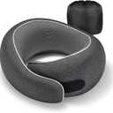 Travel Pillow, 100% Pure Memory Foam Neck Pillow for Airplanes, Comfortable Breathable Cover, Travel Essentials for Plane, Car, Train and Home, Black