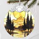Mountain Sunset Stained Glass Ornament: Christmas Decorations, Ornaments for Christmas Tree & Holiday Ornaments  Holiday Presents, Gift Exchange Ideas & Elegant Gift for Family, Coworkers & Friends