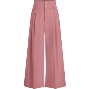 PRETTYGARDEN Womens Spring Wide Leg Palazzo Pants 2026 Trendy Loose Button High Waist Pleated Work Business Casual Trousers (Medium, Pink)