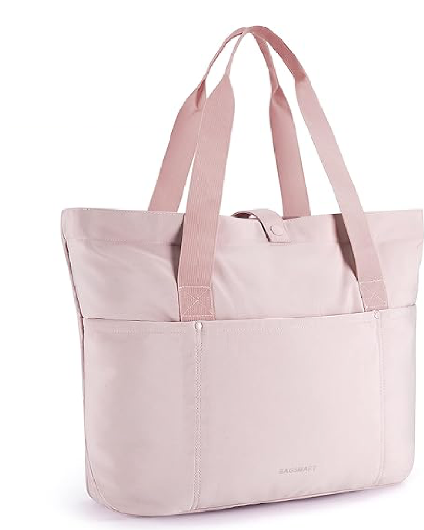 BAGSMART Tote Bag for Women with Zipper, Gym tote with Compartments, Work Tote Nurse Dance Yoga Bag for Travel 20" x 14"