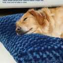 KSIIA Washable Dog Bed Comfy Dog Crate Pad Deluxe Plush Pet Bed Non-Slip Kennel Pad for Large Dogs, 41" x 27", Blue