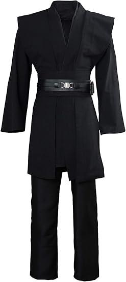 Laku Tunic Costume Mens Tunic Hooded Robe Cosplay Full Set Halloween Costume (Medium, Black)