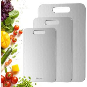 Titanium Cutting Board Set of 3, 100% Double-Sided Titanium Cutting Boards for Kitchen, Dishwasher Safe Non-Toxic Chopping Boards for Meat, Vegetables, Fruits, Raw and Cooked Food Prep (M+L+XL, 16"L x 10"W